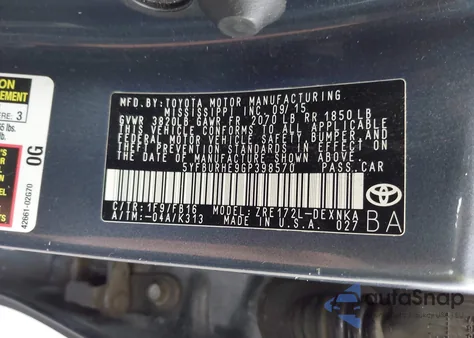 2016 Toyota Corolla Le z USA, uszkodzony, nr VIN 5YFBURHE9GP398570